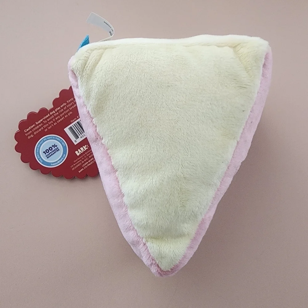 Bark Pink Strawberry Betty Cheesecake Slice Plush Dog Toy-Squeaker Toy